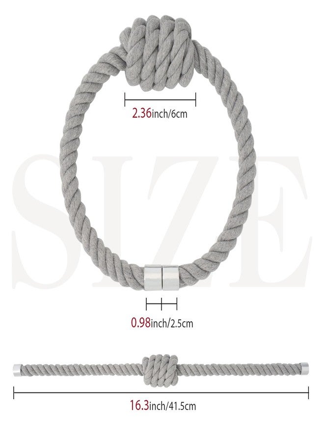 NICEEC 2 Pack Natural Cotton Rope Magnetic Curtain Tiebacks Modern Simple Style Drape Tie Backs Elegant Hand Weave Rope Knot Decorative Curtain Holdbacks for Home & Office Window Drapery (Light Grey) - Image 4