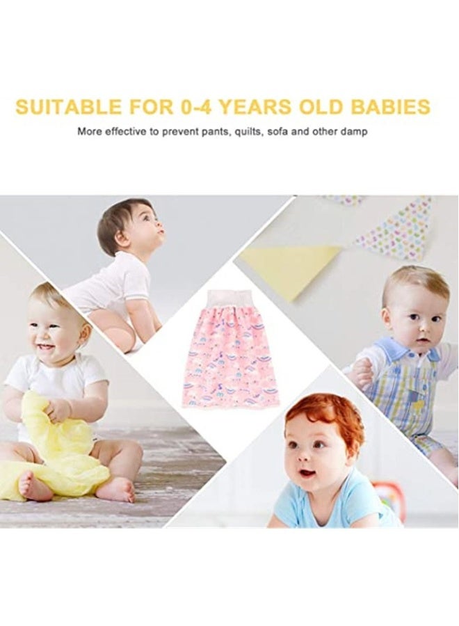 Unicorn Diaper Skirt Short, 2 in 1 for Kids, Diaper Skirt Potty Training for Toddlers, Anti Bed-Wetting Washable Reusable Cotton Bamboo Fiber Waterproof Bed Clothes, for 0-4 Year Old Baby Girls Boys - Image 2