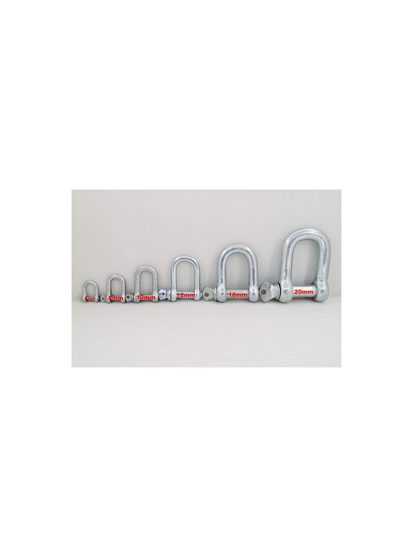 Galvanized Iron (GI) D Ring Shackle Lock, Shackle Hook Clip for Heavy Duty Construction, Chain Link Tow, Marine Shackles, Gym Hook and Vehicle Recovery & DIY Projects… (Pack of 2, 6mm)  - Image 1