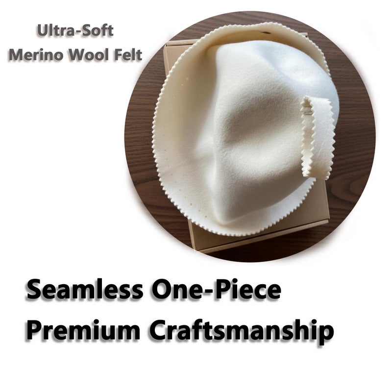 suvast Merino Wool Sauna Hat for Women & Men, Seamless Soft Felt Sauna Cap, 100% Fine Merino Wool, Lightweight Breathable Nordic Design, Protects Head & Hair from Heat, Gift Bag Included White - Image 4