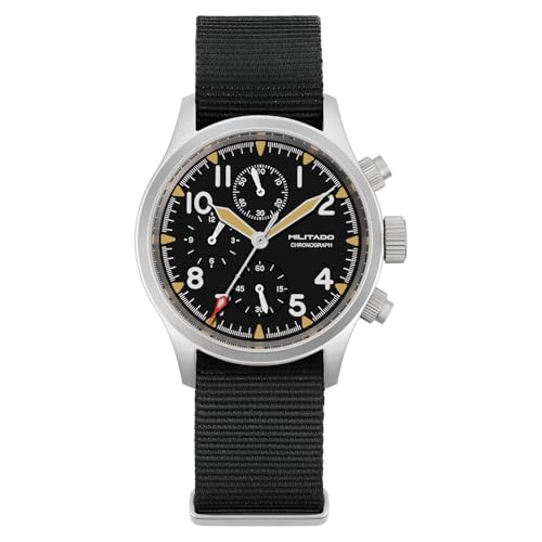 TACTICAL FROG Militado ML1868 39mm Military Chronograph Watch VK67 Quartz Sapphire Crystal C3 Luminous 100M Waterproof Black Nylon Strap - Image 1