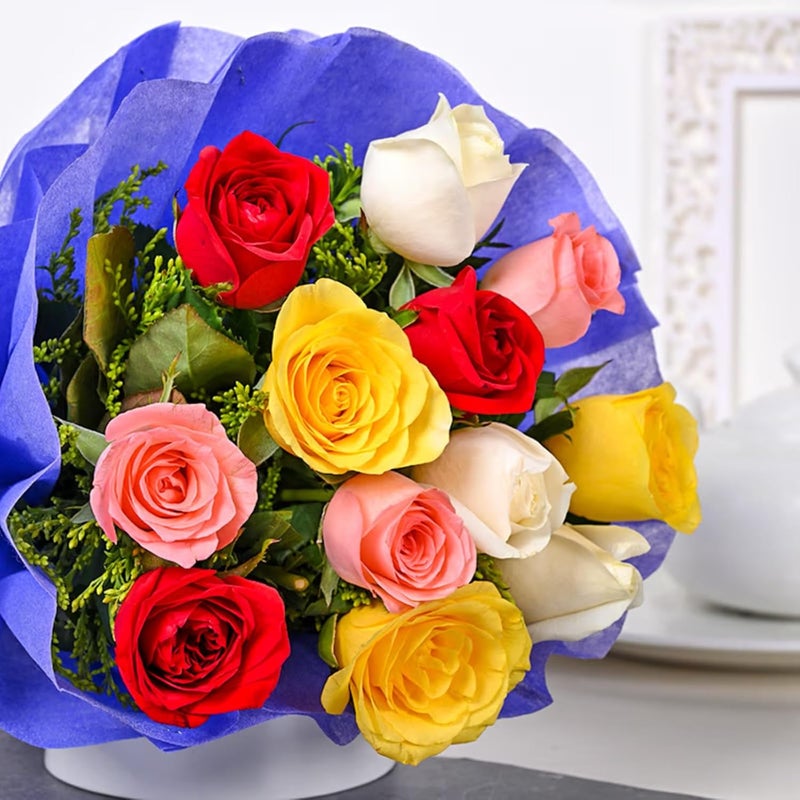 FlowerAura Fresh Live Flower Bouquet of 10 Mix Rose Flowers For Birthday Gift Anniversary Gift Wedding Gift Congratulations Gift Gift For Special Occasions Same Day Delivery - Image 2