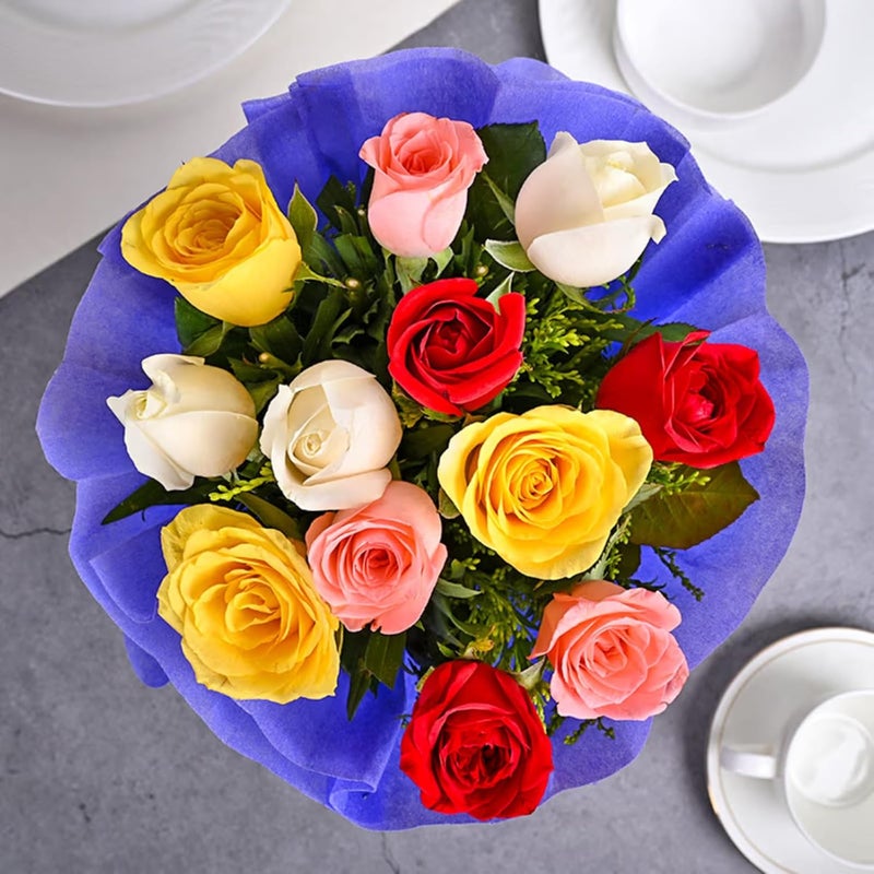 FlowerAura Fresh Live Flower Bouquet of 10 Mix Rose Flowers For Birthday Gift Anniversary Gift Wedding Gift Congratulations Gift Gift For Special Occasions Same Day Delivery - Image 4