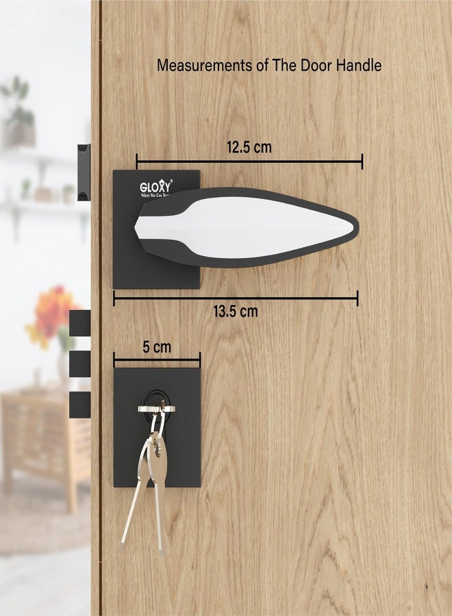 GLOXY Zinc Main Door Handle Lock Set | Heavy Duty Mortise Lock with Keys | Door Handle for Wooden Door | Stylish Security Handle Set for Home & Office Black & White (2 Years Warranty, Pack of 1) - Image 5