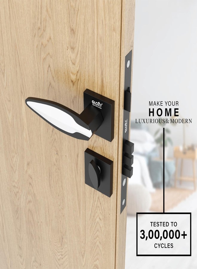 GLOXY Zinc Main Door Handle Lock Set | Heavy Duty Mortise Lock with Keys | Door Handle for Wooden Door | Stylish Security Handle Set for Home & Office Black & White (2 Years Warranty, Pack of 1) - Image 4