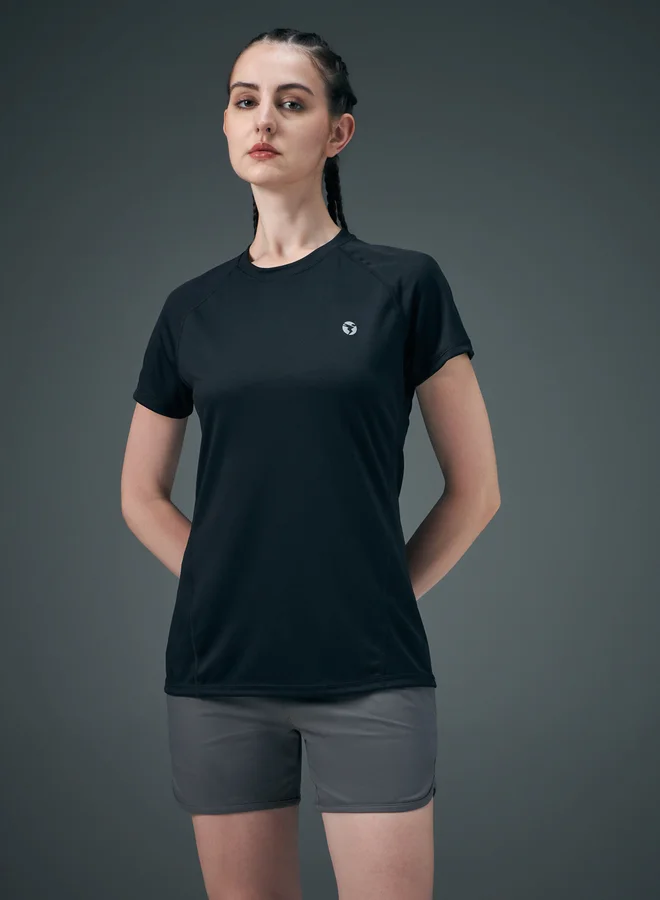 Technosport Women's Solid Raglan Sleeve Regular Fit T-Shirt