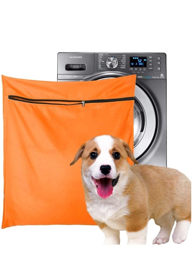 Pet Laundry Bag, Filters Pet Hair Petwear Wash Bag for Washing Machine with YKK Zip for Pet Bedding Blankets Towels (Jumbo, Orange)  - Image 1