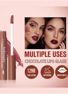 lakerain 5Pcs Chocolate Lips Glaze 2H Long Lasting Waterproof Smooth Matte Finish Chocolate Lips Glaze Lip Color Nourishing Smooth Lipstick Set Lip Liner Liquid Lipstick Set 02  - Image 3