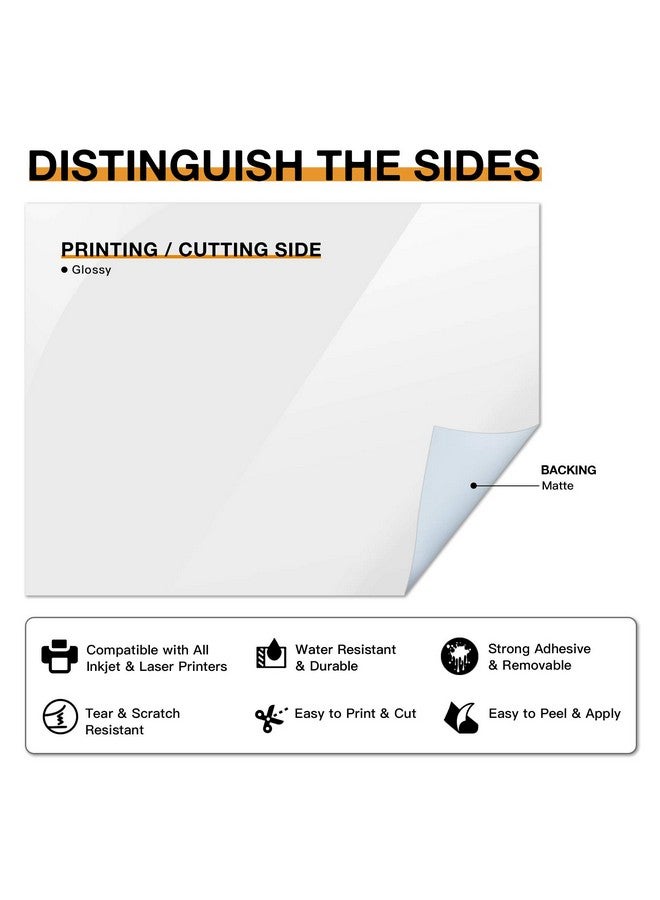 HTVRONT Printable Vinyl For Inkjet Printer & Laser Printer 40 Pcs Glossy White Inkjet Printable Vinyl Sticker Paper 8.5"X11" - Image 4