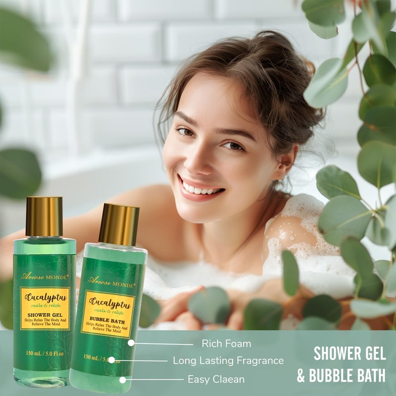 ArioseMonde Gift Baskets for her Spa Gifts for Women13pcs Eucalyptus At Home Spa Kit with Body Salt Bubble Bath Relaxing Bath Sets for Women Gift Birthday Gifts for Women Mothers Day Gifts for Mom - Image 4