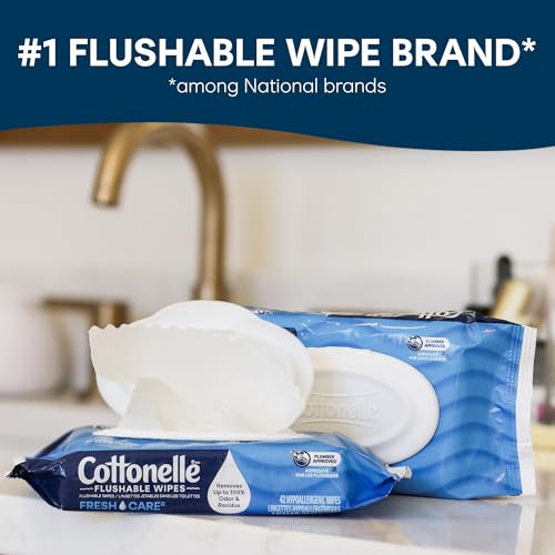 Cottonelle XL Flushable Wet Wipes, Adult Wipes Large, 8 Flip-Top Packs, 45 Wipes Per Pack (360 Total Wipes), Packaging May Vary - Image 2