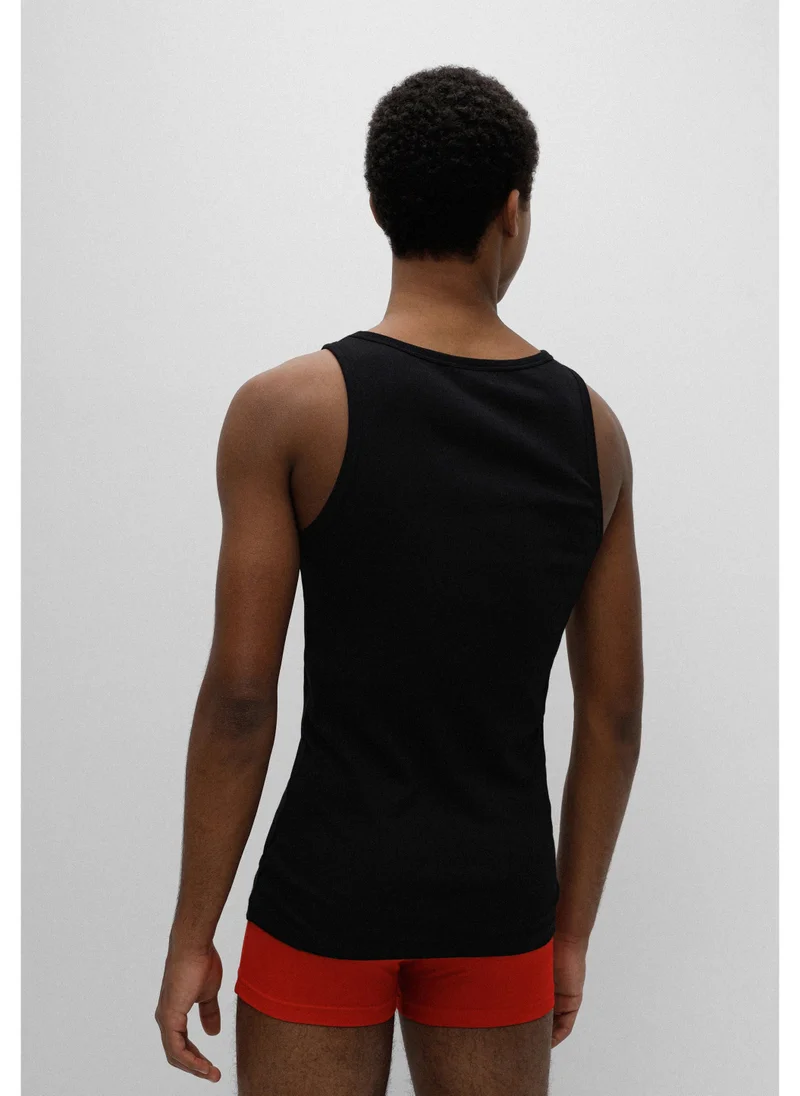 HUGO Two-pack of stretch-cotton tank tops with logo