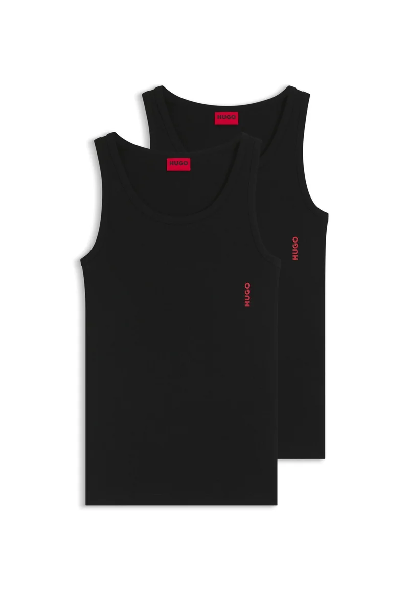 HUGO Black Two-pack of underwear vests in ribbed stretch cotton for Men | Best Price UAE