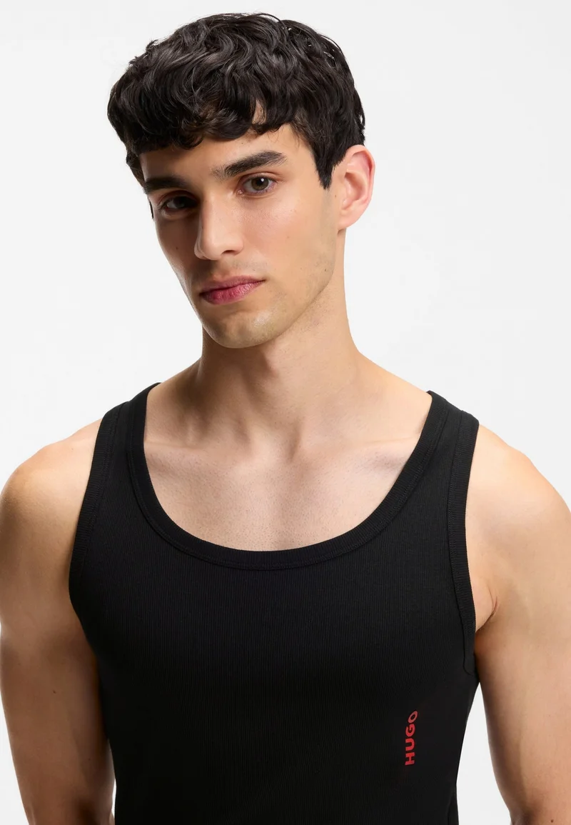HUGO Black Two-pack of underwear vests in ribbed stretch cotton for Men | Best Price UAE