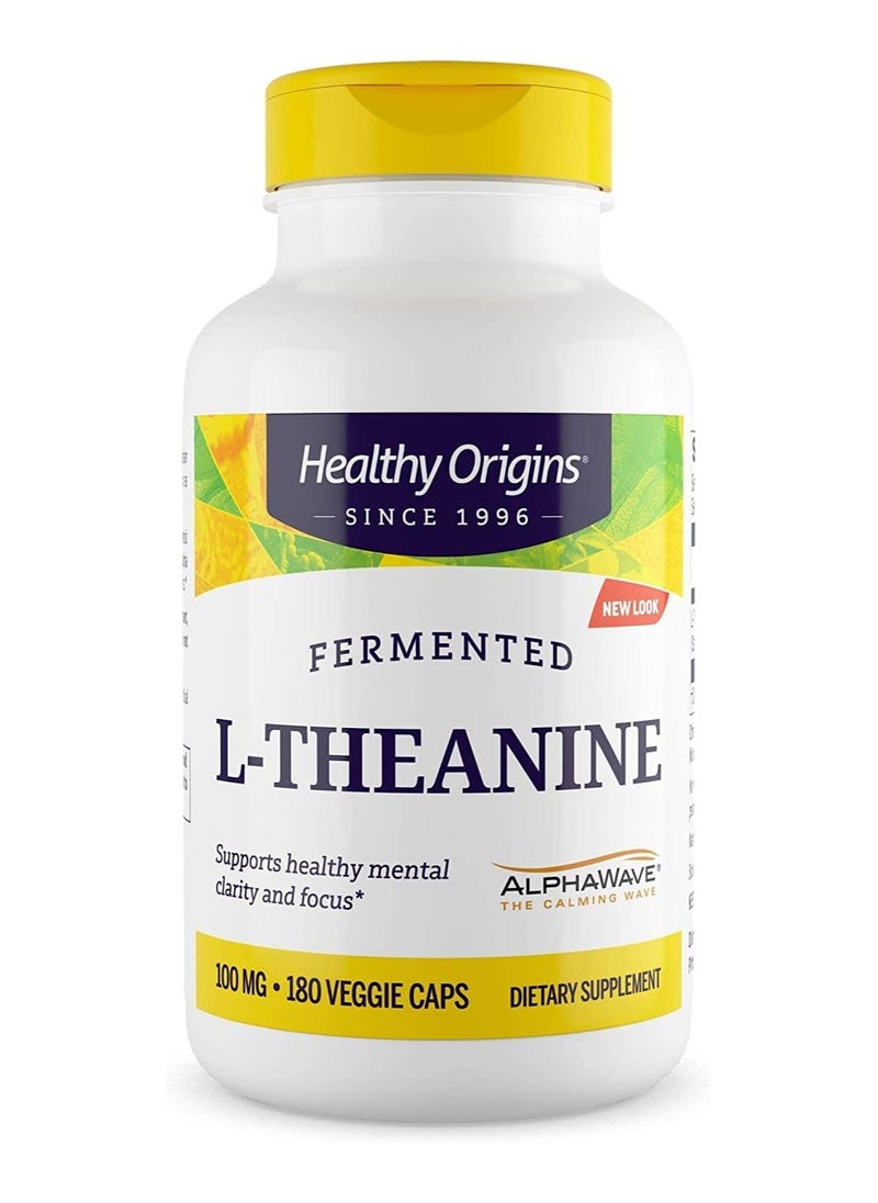 Healthy Origins L-Theanine (AlphaWave), 100 mg - Supports Healthy mental clarity and focus Supplement - 180 Veggie Capsules  - Image 1