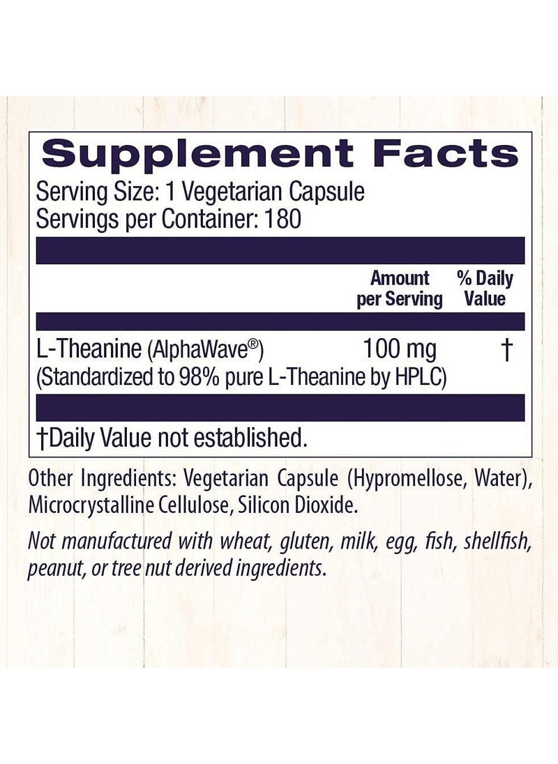 Healthy Origins L-Theanine (AlphaWave), 100 mg - Supports Healthy mental clarity and focus Supplement - 180 Veggie Capsules  - Image 4