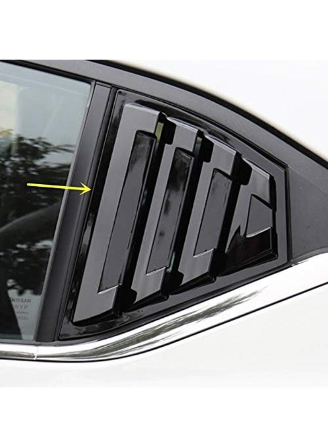 ZiWen Ziwen 2X Sport Quarter Window Scoops Louvers for Nissan Sentra 2020 2021 2022 2023 2024 (Gloss Black)  - Image 1