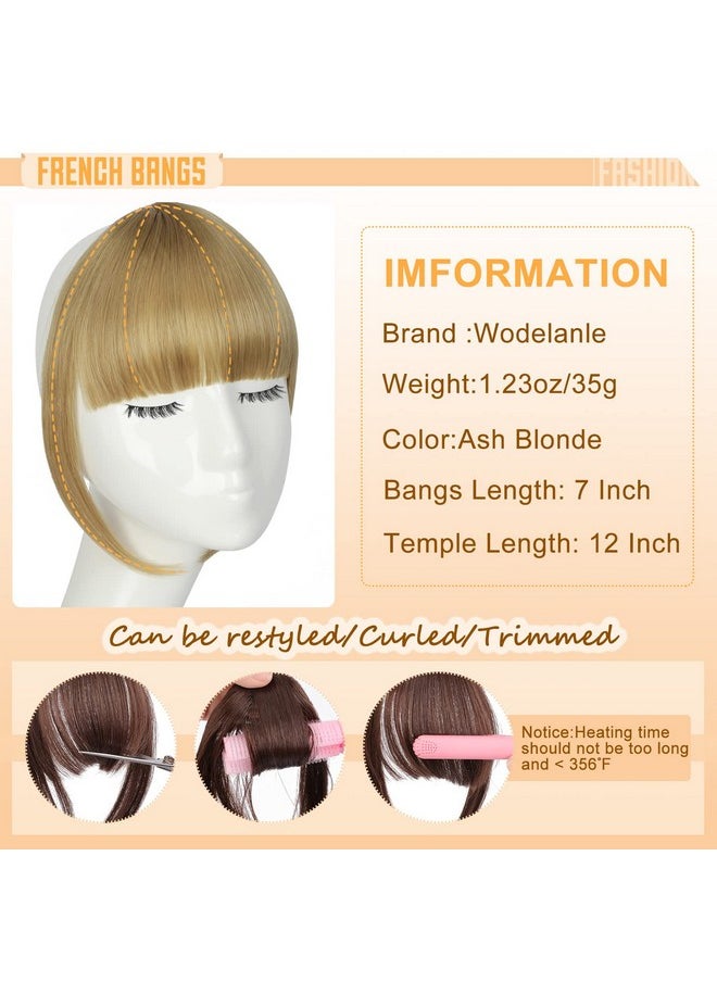 Wodelanle - Bangs Hair Clip In Bangs Easy To Use Fake Bangs Clip On Bangs French Blonde Bangs Clip In Hair Extensions Faux Bangs Fringe With Temples Wigs For Daily Wear (Ash Blonde) - Image 1