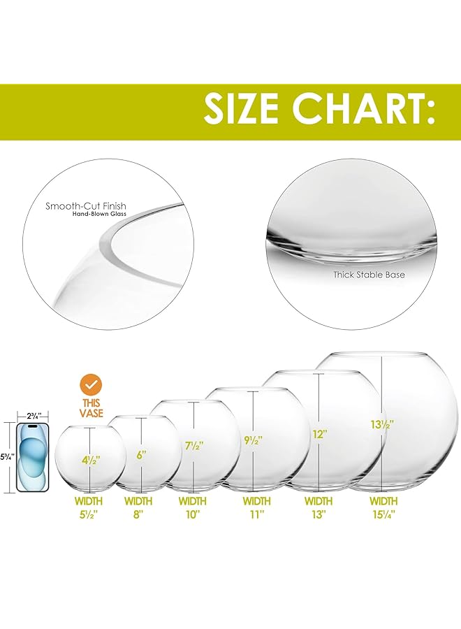 erorex Bubble Vase H 4.5 Inch W 5.5 Inch Approx. 1 4 Gal. Multiple Size Choices Fish Bowl Round Terrarium Vase Globe Flower Centerpiece - Image 3