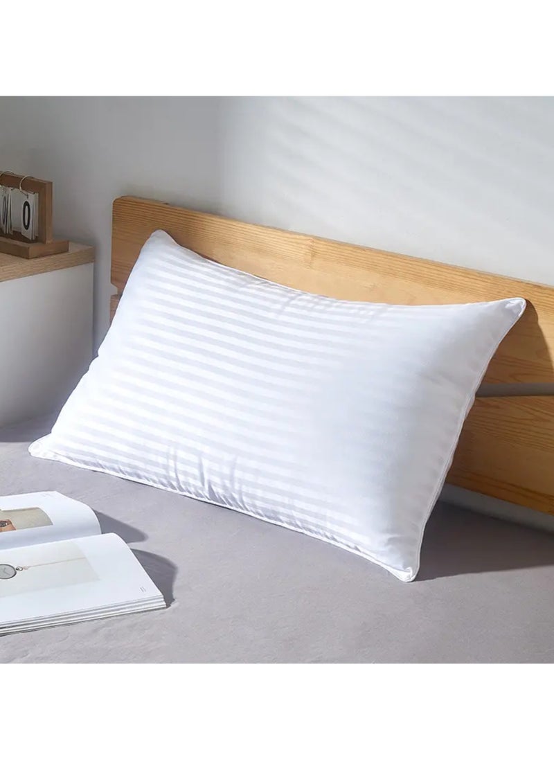 MAXQON Set of 2-Bed Pillows Striped White Hotel Standard Soft Microfiber Anti Allergic&Anti-bacterial, Size(50x70CM)  - Image 2