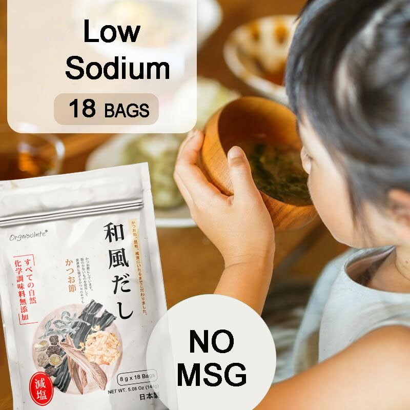 Orgnisulmte Dashi Stock (Dashi Packet, Dashi Broth), Umami dashi Soup Stock, All Natural Ingredients, No MSG, Additives Free, 100% Made in Japan 8g x 18 Packs 5.08 Oz - Image 5