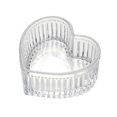 WAIT FLY Glass Heart-shaped Candy & Dessert Bowl - Fruit Bowl & Ring Holder - Wedding Party Decor - Clear - 5 OZ - Image 1
