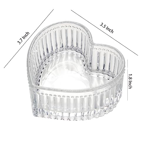 WAIT FLY Glass Heart-shaped Candy & Dessert Bowl - Fruit Bowl & Ring Holder - Wedding Party Decor - Clear - 5 OZ - Image 2