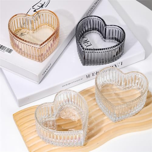 WAIT FLY Glass Heart-shaped Candy & Dessert Bowl - Fruit Bowl & Ring Holder - Wedding Party Decor - Clear - 5 OZ - Image 3