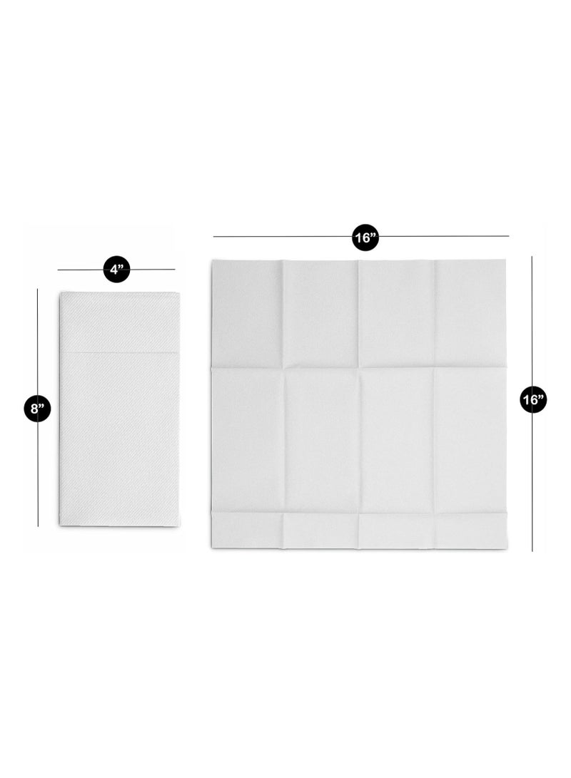 50-Pack Disposable Linen-Feel Dinner Napkins with Built-in Flatware Pocket, WHITE Prefolded Cloth Like Paper Napkins For Dinner, Wedding Or Party [Silverware NOT Included] - Image 2