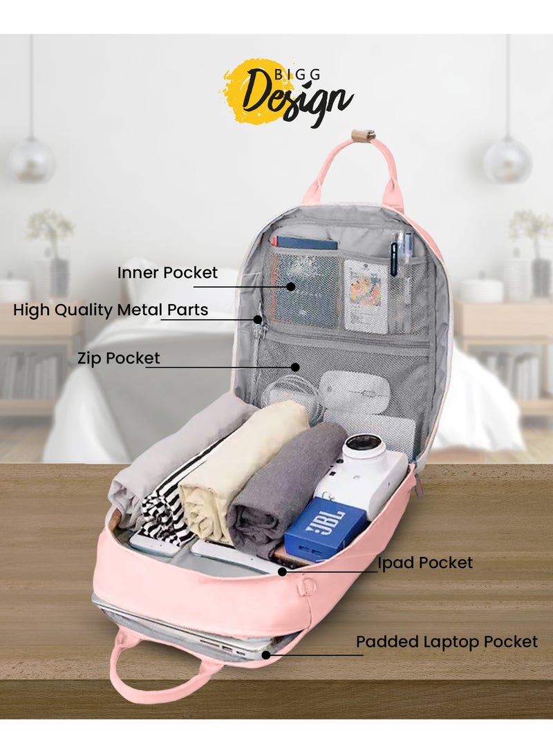 بيج ديزاين حقيبة ظهر للحاسوب المحمول مضادة للسرقة ومقاومة للماء من بيغ ديزاين بنقش القطط، باللون الوردي - Image 4