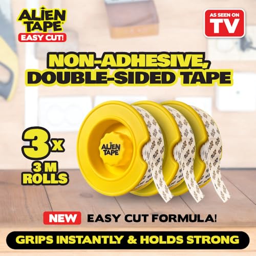 ALIEN TAPE EZ Cut Easy Cut Double-Sided Mounting Tape, 30ft - Pre-Cut Grids for Hassle-Free Cutting, Strong Adhesive, Multi-Surface Use, No Scissors Needed, Perfect for Home & Office Projects - Image 2