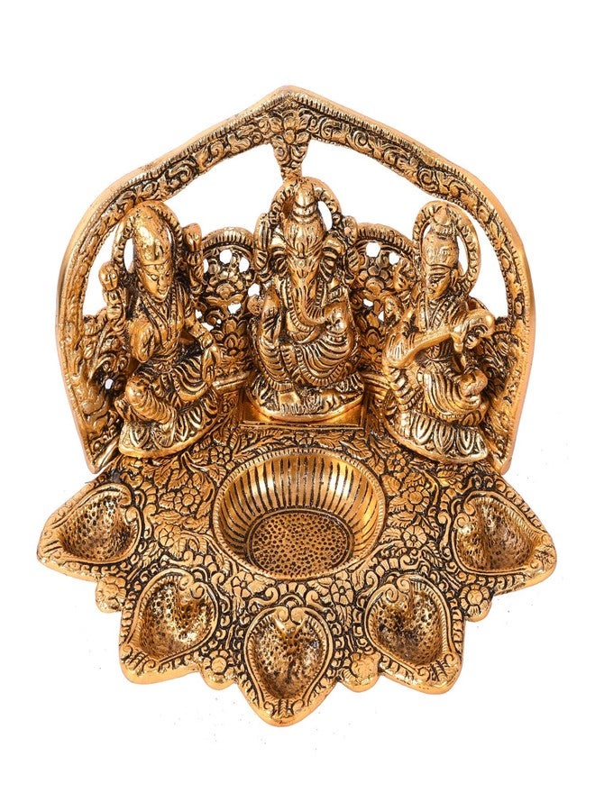 NOBILITY Lakshmi Ganesh Saraswati Statue with Diya Oil Deepak Metal Laxmi Ganesha Idol Showpiece Deepam Traditional Diya for Diwali Puja Home Decoration Wedding Return Gift Items - Image 3