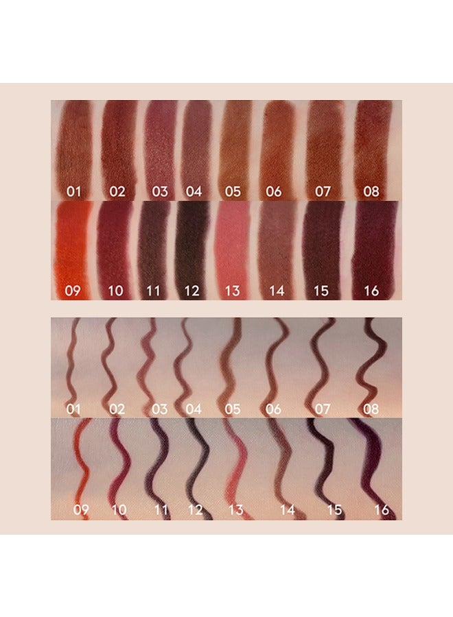 بوداير 2 في 1 أحمر شفاه غير لامع ومحدد شفاه ثنائي ، أداة مكياج تتميز بأحمر شفاه ملتوي ومحدد شفاه لارتداء طويل ، مما يجعل شفتيك تبدو أكثر نعومة وطبيعية ممتلئة - Image 5