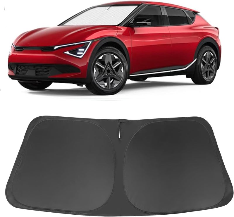 LHFLIVE Windshield Sun Shade Custom Fit for 2022 2023 2024 2025 Kia EV6 Accessories Foldable Sunshade Sun Blocker Protect Car from Sun Rays & Heat Damage Keep Car Cooler - Image 1