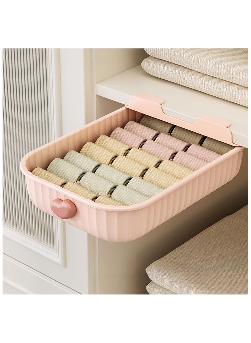 NANAO منظم أدراج بلاستيكي للخزانة، الملابس الداخلية، الجوارب، حمالات الصدر - صندوق تخزين 15 قسم للملابس، خزانة، مطبخ، مكتب، حمام - حزمة فواصل، انزلاق سلس، 31x25x8 سم، وردي - Image 1