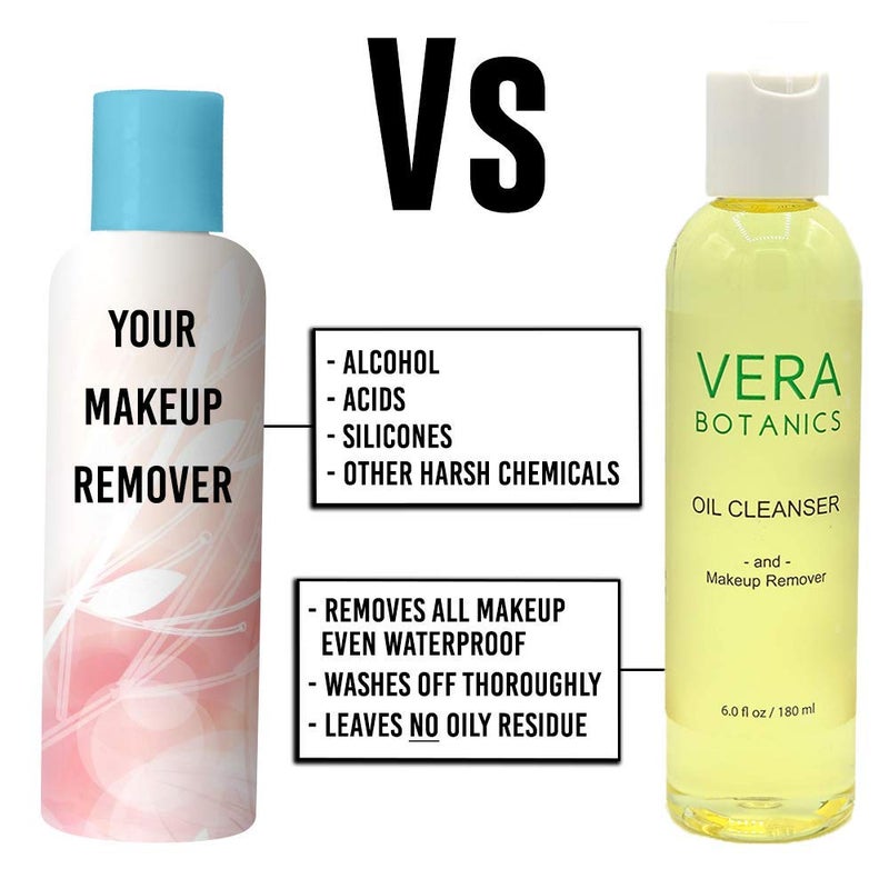 Vera Botanics Natural Cleansing Oil And Makeup Remover by Vera Botanics. Only 4 Ingredients. Gentle Daily Oil Cleanser For A Deep Face Wash. Remove Any Makeup. For All Skin Types. Eliminate Clogged Pores Blackheads - Image 5