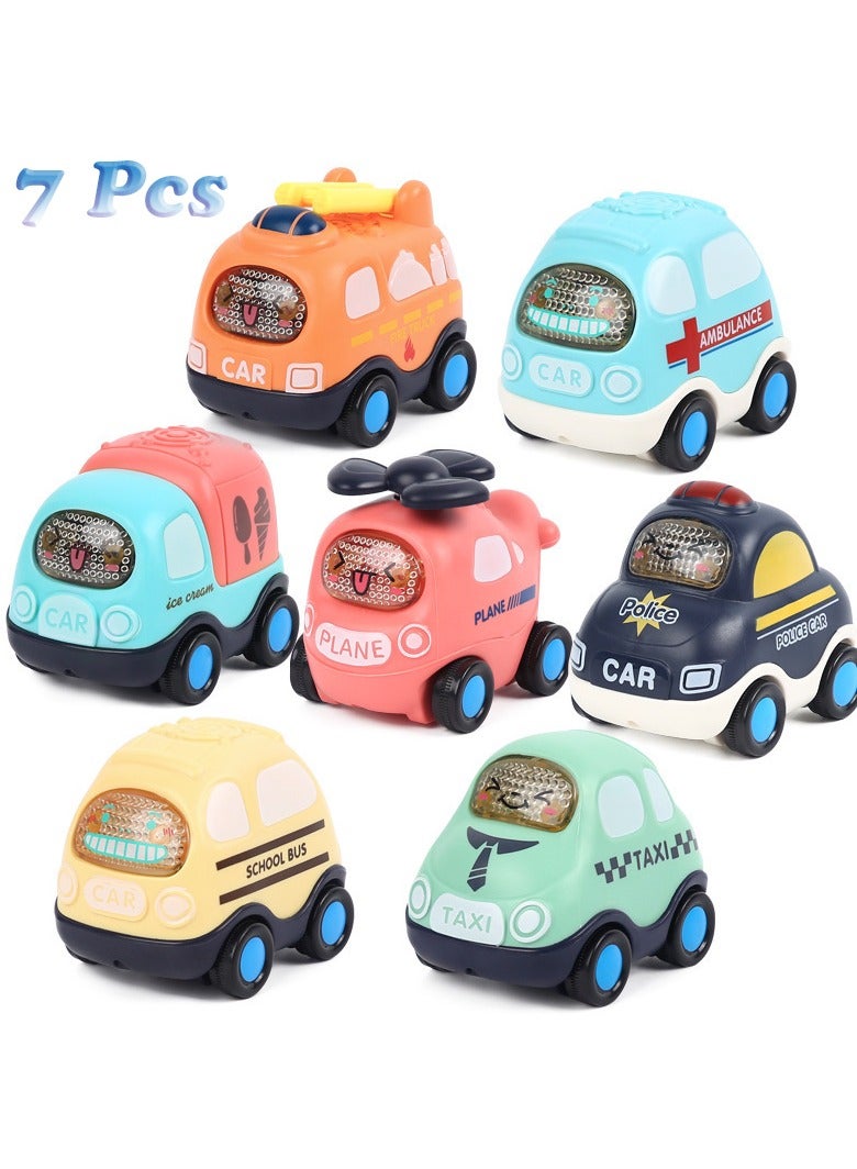 هالامودو مجموعة سيارات أطفال للعب التفاعلي - 7 سيارات كرتونية تعمل بالدفع الذاتي، ألعاب سيارة مثالية للأنشطة العائلية والهدايا - Image 1
