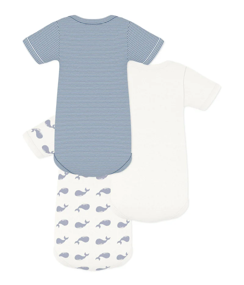 بيتي باتو Pack Of Babies' Short-Sleeved Whale Print Cotton Bodies