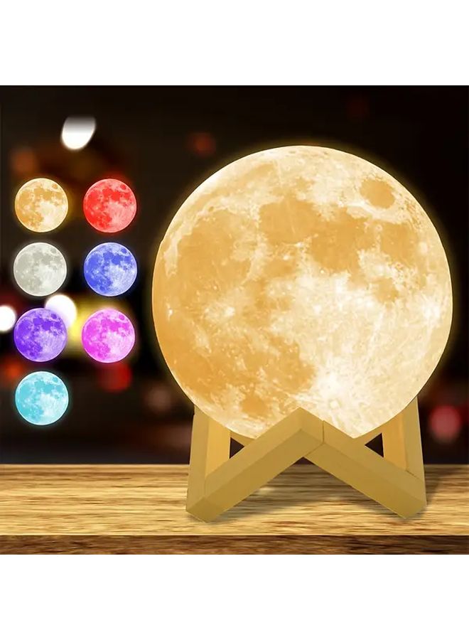 ضوء ليلي ثلاثي الأبعاد للقمر، أبيض دافئ، 7 ألوان، زينة طاولة بجانب السرير للفنادق والحانات والمنازل - Image 1