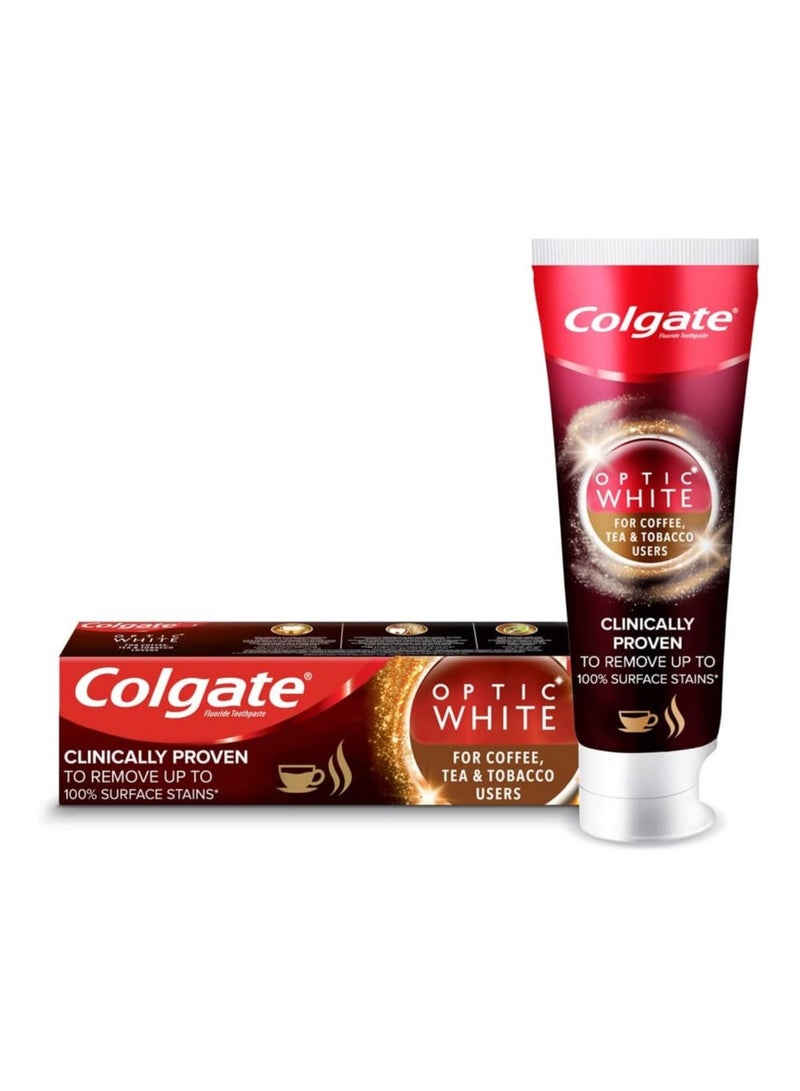 Colgate معجون أسنان كولجيت أوبتيك وايت لإزالة البقع وتبييض الأسنان لمستخدمي القهوة والشاي، 75 مل - Image 1