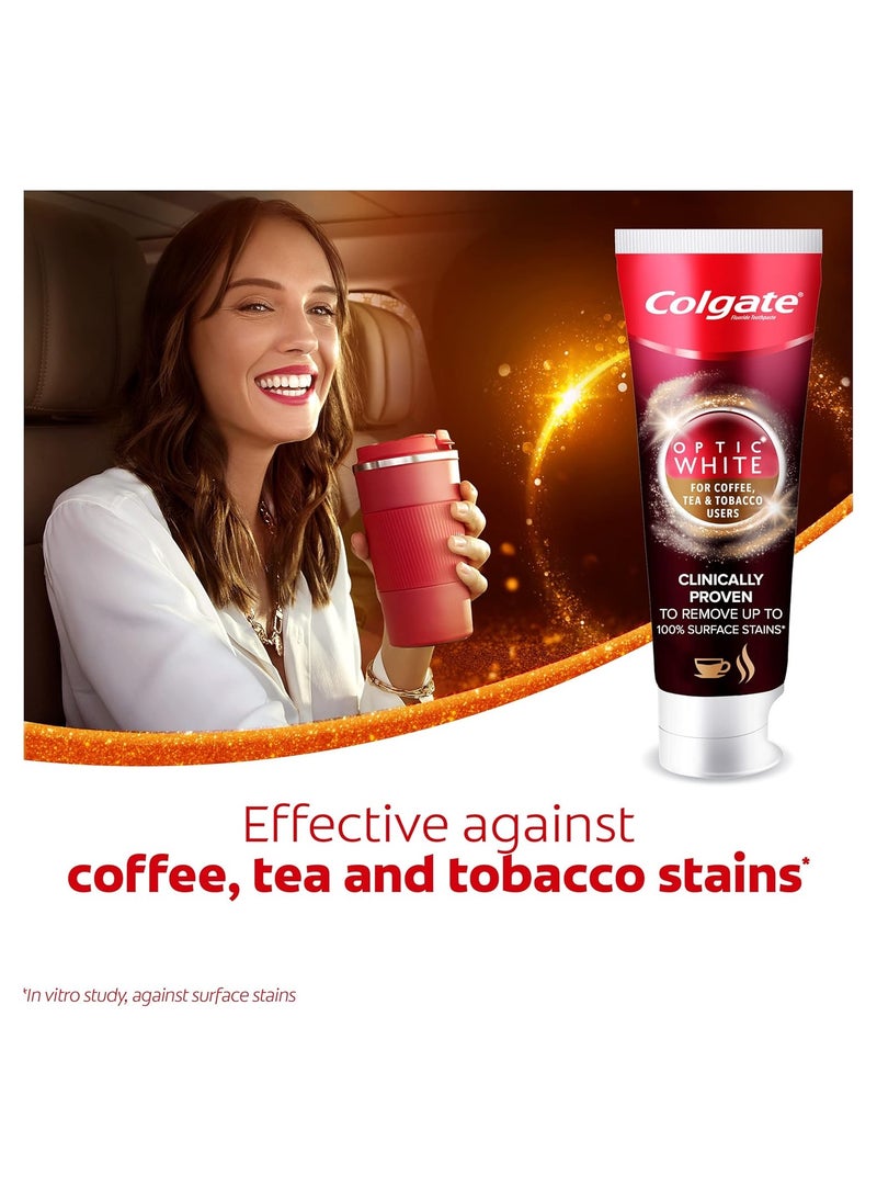 Colgate معجون أسنان كولجيت أوبتيك وايت لإزالة البقع وتبييض الأسنان لمستخدمي القهوة والشاي، 75 مل - Image 2