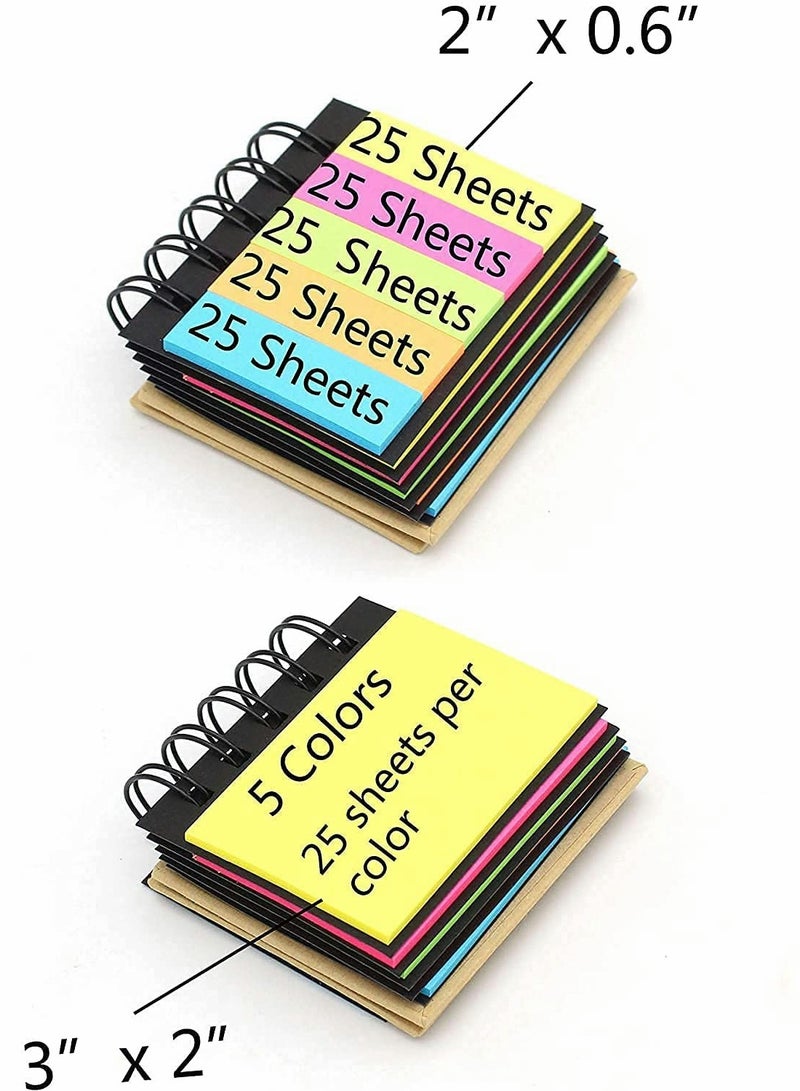 Sticky Notes, Pocket Size Spiral Sticky Note Pad, Assorted Primary Colors, Paper Sticky Note Set with Spiral Binding (125 sticky notes + 125 color strips) - Image 4