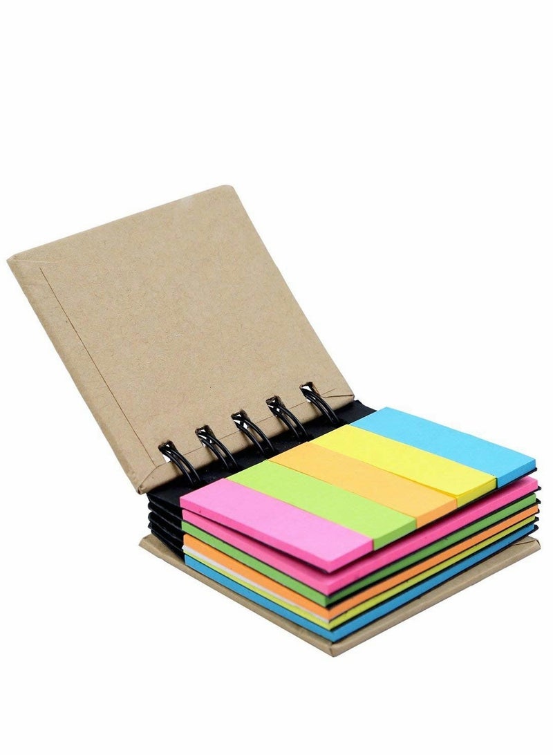 Sticky Notes, Pocket Size Spiral Sticky Note Pad, Assorted Primary Colors, Paper Sticky Note Set with Spiral Binding (125 sticky notes + 125 color strips) - Image 1