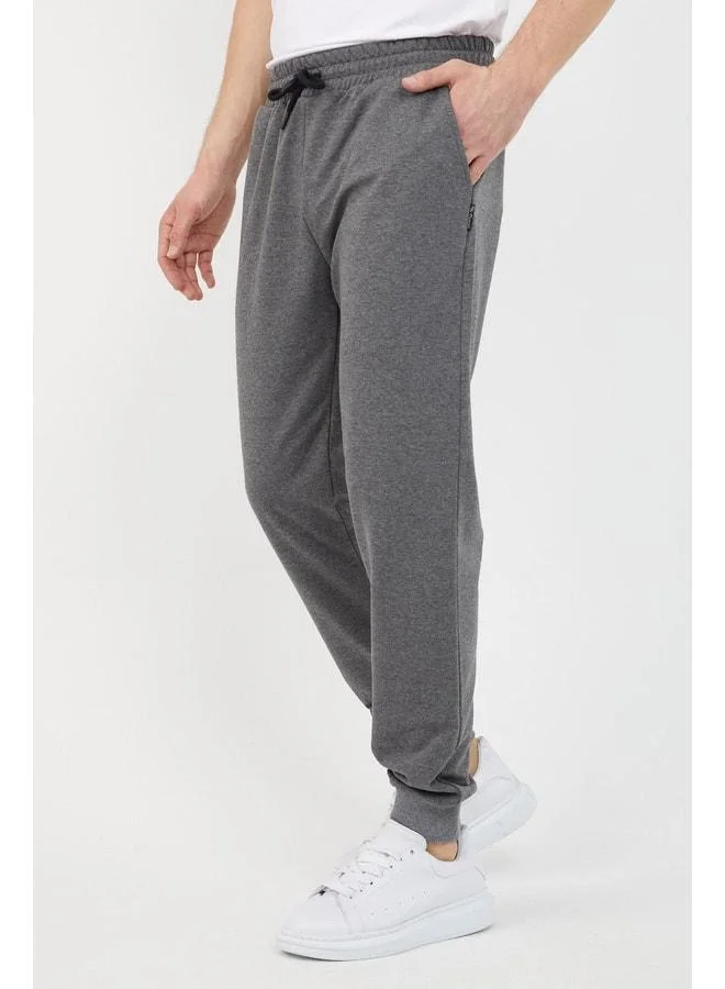 Mmetalic Men's Regular Fit Relaxed Cut Jogger Sweatpants with Drawstring Waist, Pockets, and Elastic Hems in Anthracite