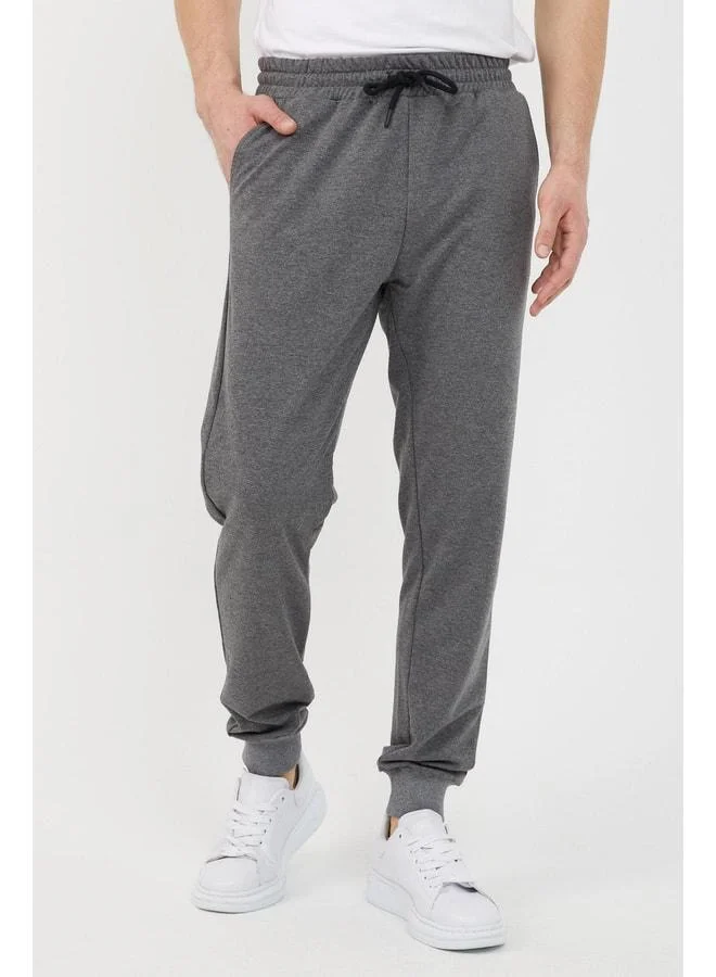 Mmetalic Men's Regular Fit Relaxed Cut Jogger Sweatpants with Drawstring Waist, Pockets, and Elastic Hems in Anthracite