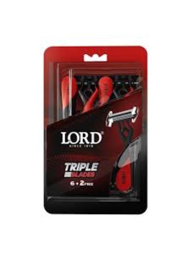 Lord Triple Blade Disposable Razor - 8 Blades - Re