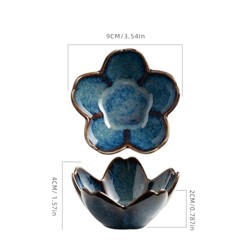 zerokyclan Floral Ceramic Jewelry Tray - 3.5" Elegant Ring Holder Dish & Trinket Bowl for Vanity Dresser Decor, Unique Gifts for Mom, Women, Friends (Blue) - Image 2