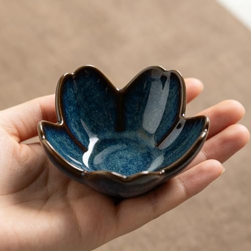 zerokyclan Floral Ceramic Jewelry Tray - 3.5" Elegant Ring Holder Dish & Trinket Bowl for Vanity Dresser Decor, Unique Gifts for Mom, Women, Friends (Blue) - Image 4