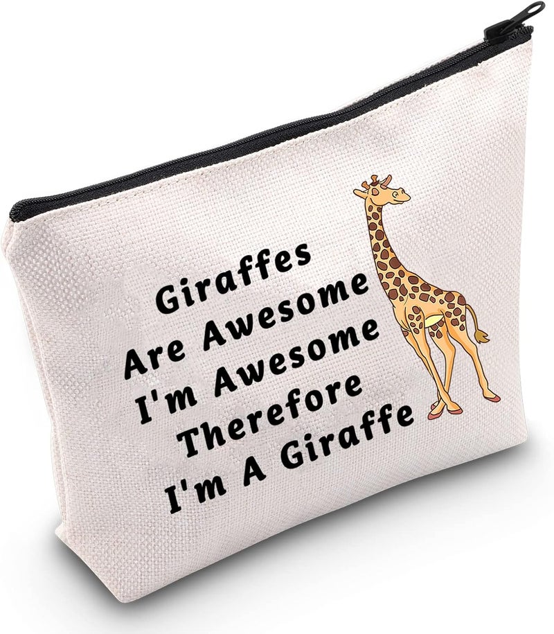 LEVLO Funny Giraffes Lover Gifts Giraffes Are Awesome I'm Awesome Therefore I'm A Giraffe Makeup Bags Giraffes Women Bags (Therefore I'm A Giraffe)