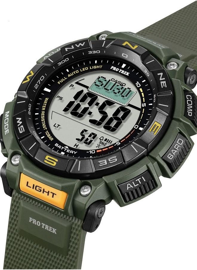 CASIO - Casio Men Watch Pro Trek Triple Sensor Digital Solar Powered Clear Dial Soft Urethane Band Biomass Plastics PRG-340-3D - Image 1
